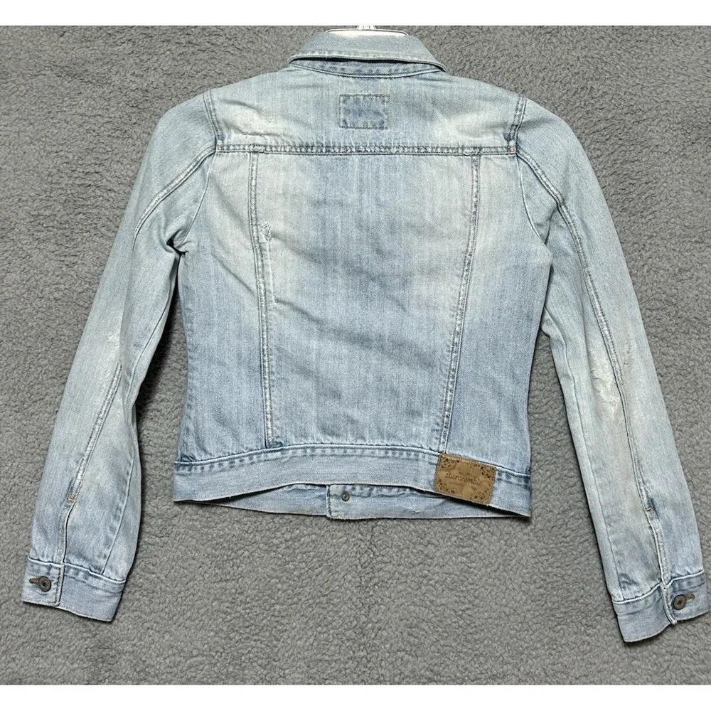 Abercrombie Jean Jacket Authentic Vintage Denim Embroidered Flowers Youth‎ XL